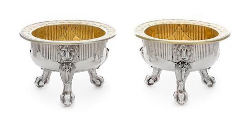 A Pair of George III Silver Master Salts, Daniel Smith and Robert Sharp, London, 1804, the rims worked to show fans, the bodi