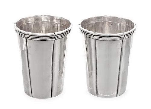 * A Pair of Mexican Silver Julep Cups, Sanborns, Mexico City, 20th Century, each with a reeded undulating rim.