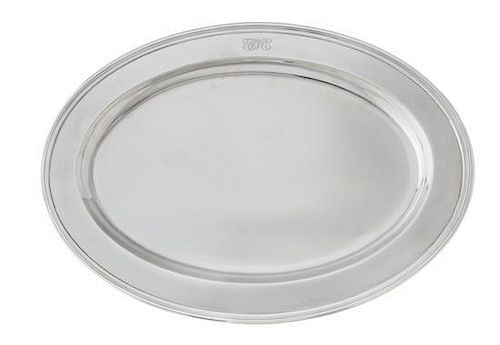 An American Silver Tray, Tiffany & Co., New York, NY, of oval form, the border with the engraved monogram EWE.
