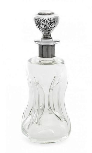 * An American Silver-Mounted Liquor Bottle, Gorham Mfg. Co., Providence, RI, the stopper in the Art Nouveau taste over the pi