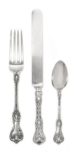 * An American Silver Flatware Service, Whiting Mfg. Co., New York, NY, Early 20th Century, King Edward pattern with a script 
