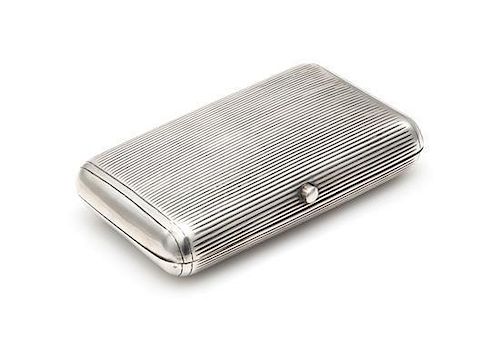 * A Russian Silver Cigarette Case, Mark of Alexander Yegarov, Assay of Lev Oleks, Moscow, 1896, of rectangular form, the lid