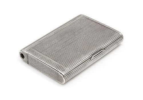 * A Russian Silver Cigarette Case, Maker's Mark Cyrillic A.R., Moscow, Late 19th/Early 20th Century, the reeded case fitted w