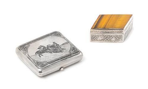 * A Russian Niello Silver Cigarette Case, Mark of Alexander Yegarov, Assay of Lev Oleks, Moscow, 1895, the lid worked to show