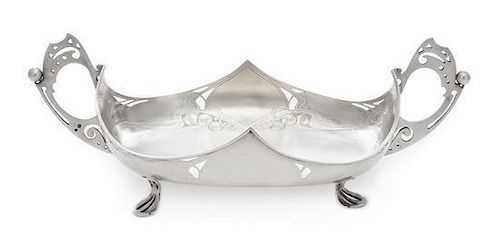 * A Russian Silver Twin-Handled Centerpiece Bowl, Mark of the 5th Artel, Moscow, Early 20th Century, in the Art Nouveau taste