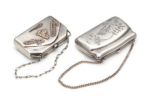 * Two Russian Silver Change Purses, Moscow, Late 19th/Early 20th Century, each in the form of a purse with attached chain, on