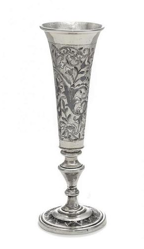 * A Russian Niello and Silver-Gilt Beaker, Maker's Mark Obscured, 1843, having a flared rin above a floral and foliate decora