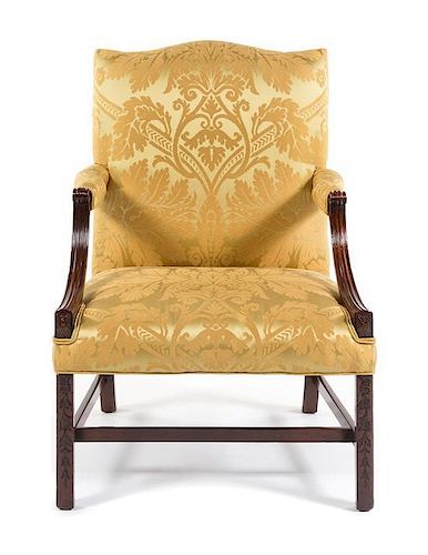A George II Mahogany Library Armchair Height 39 inches.