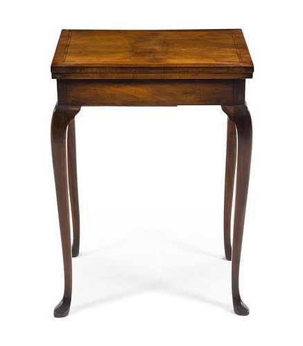 * A George III Style Parquetry and Mahogany Flip-Top Side Table Height 26 1/4 x width 20 x depth 14 1/2 inches (closed).
