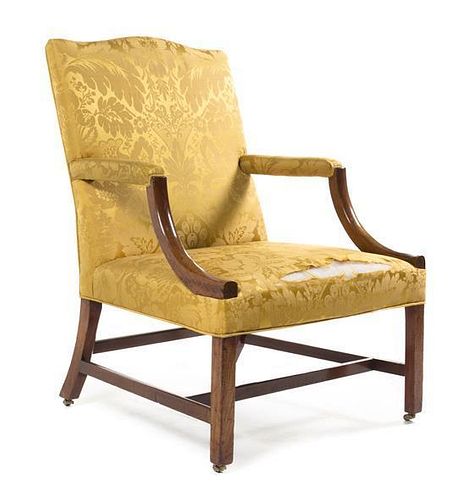A George III Mahogany Library Chair Height 39 inches.
