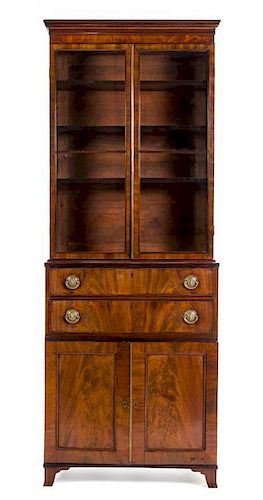 A George III Mahogany Bookcase Height 88 1/2 x width 33 x depth 13 1/2 inches.