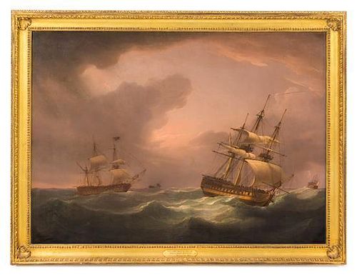Thomas Whitcombe, (British, 1752-1824), A Squadron of the Royal Navy in Heavy Weather