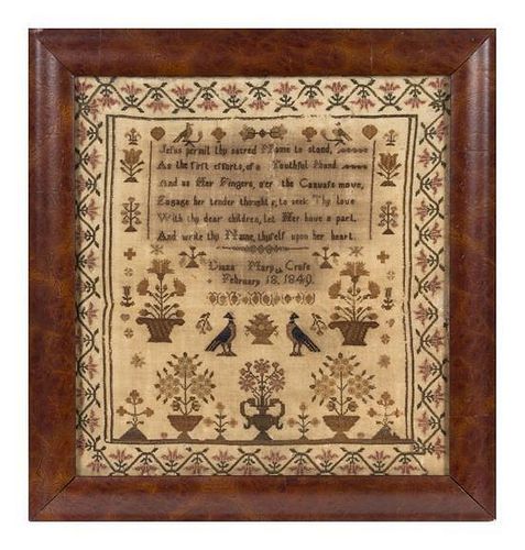 An English Needlepoint Sampler Frame: 16 1/2 x 15 1/2 inches.
