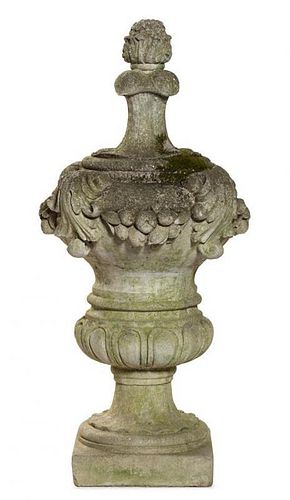 An English Cast Stone Garden Urn Height 44 inches.