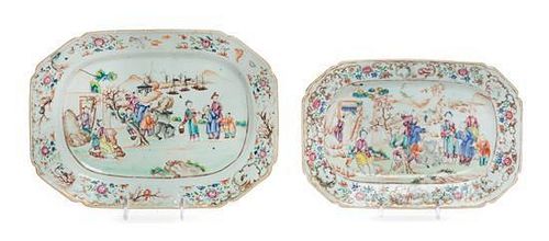 Two Chinese Export Porcelain Platters Width of wider 11 1/2 inches.