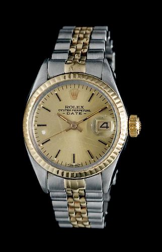 * A Stainless Steel and Yellow Gold Ref. 6917 Wristwatch, Rolex, Circa 1978,