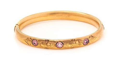 An Art Nouveau Pink Paste Bangle Bracelet, Mason Howard & Co., 13.35 dwts.
