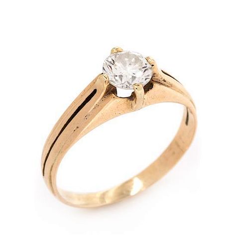 * A Yellow Gold and Diamond Solitaire Ring, 1.90 dwts.