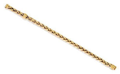 An 18 Karat Yellow Gold Wheat Link Chain Bracelet, Chimento, 11.50 dwts.