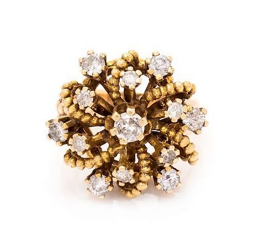 A Yellow Gold and Diamond Ring, 7.20 dwts.