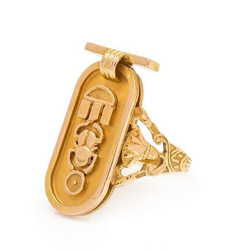 An 18 Karat Yellow Gold Egyptian Cartouche Ring, 3.00 dwts.