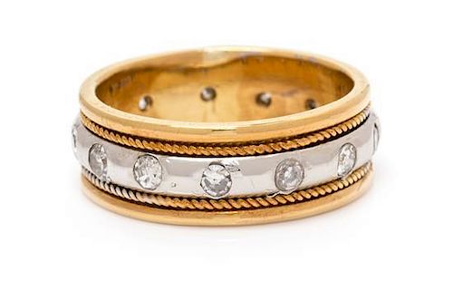 An 18 Karat Yellow Gold, Platinum and Diamond Ring, 6.30 dwts.