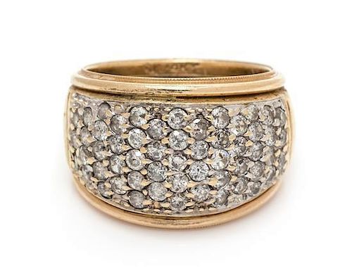 A 14 Karat Bicolor Gold and Diamond Ring, 6.60 dwts.