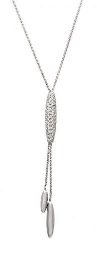An 18 Karat White Gold and Diamond Lariat Necklace, 6.90 dwts.