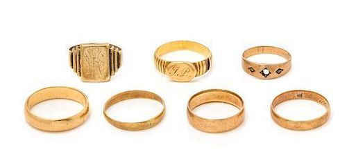 * A Collection of Yellow Bands and Rings, 15.90 dwts.