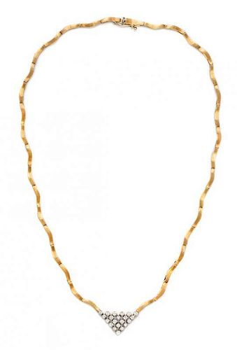* An 18 Karat Yellow Gold and Diamond Necklace, 10.30 dwts.