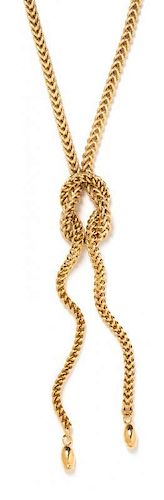 * A 14 Karat Yellow Gold Lariat Necklace, Aurafin, 18.30 dwts.