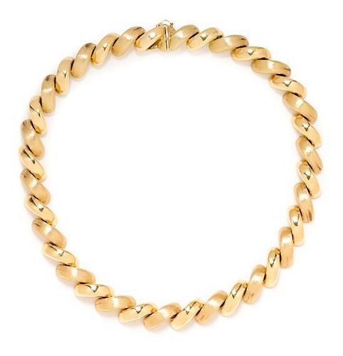 * A 14 Karat Yellow Gold San Marco Link Necklace, Aurafin, 39.15 dwts.
