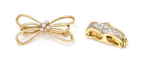 * A Collection of Yellow Gold and Diamond Jewelry, 6.05 dwts.