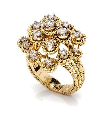 An 18 Karat Yellow Gold and Diamond Cluster Ring, 8.90 dwts.