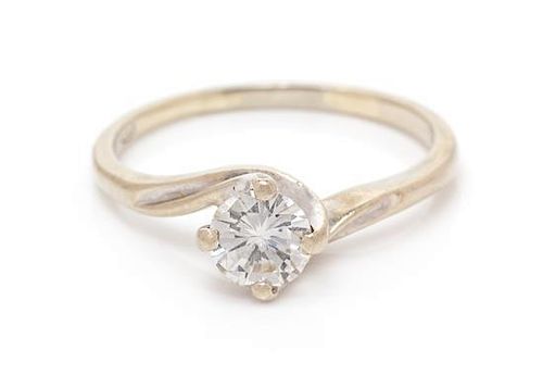 A White Gold and Diamond Solitaire Ring, 1.30 dwts.