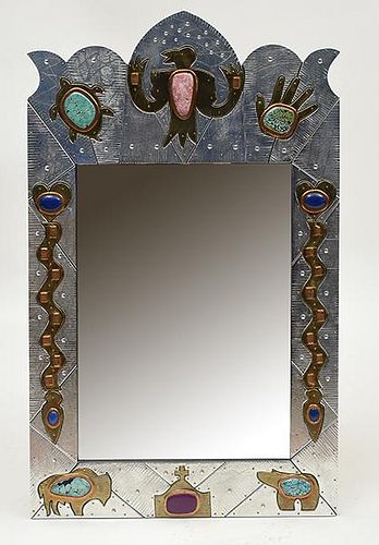 Southwest Design Mirror, Signed Wheelon