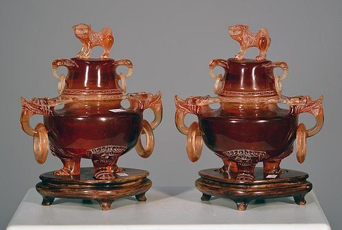 Two Chinese Carved Censers