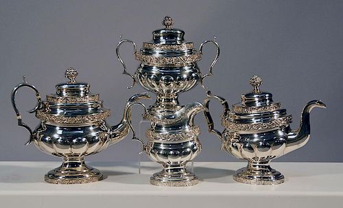 Coin Silver Tea Set, ca.1830's