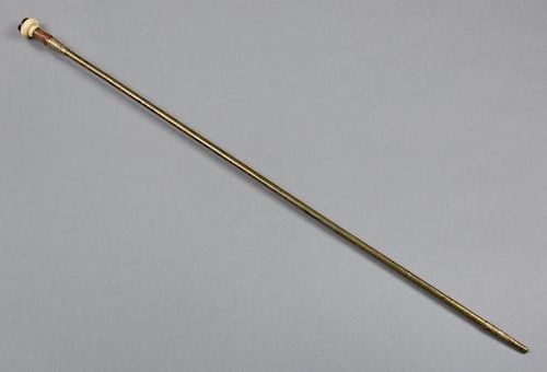Ivory and Brass Sword Cane, early 20th c., The turned ivory handle mounted with an agate stone, atop a four sided sword, Swor