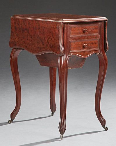 French Carved Walnut Louis XV Style Demi-Lune Work Table, 19th c