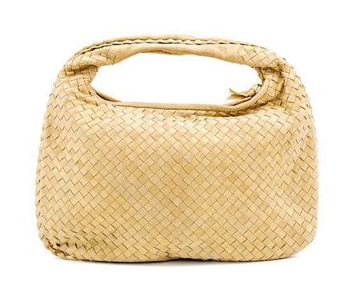 A Bottega Gold Shimmer Intrecciato Medium Hobo Bag, 16" x 10" x 1"; Strap Drop: 6".