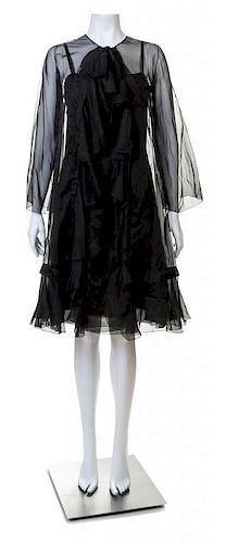 A Christian Dior 1966 Haute Couture Black Silk Dress, No Size.