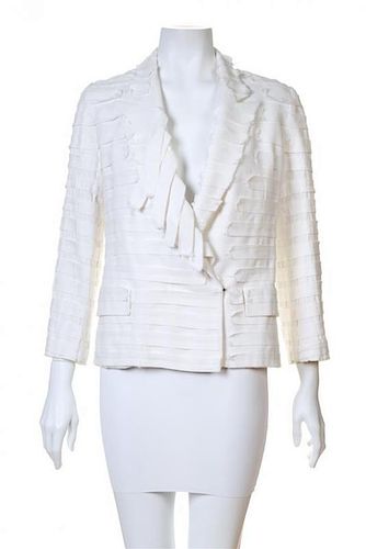 A Maison Margiela White Cotton Textured Jacket, No size.