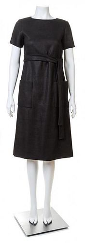 A Norell-Tassell Black Heavy Linen Dress, No size.