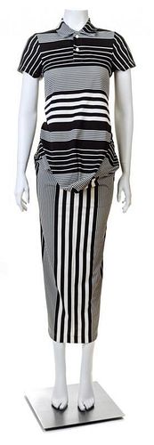 A Comme des Garcons Black and White Striped Polo-Style "Bump"Dress, Size small.