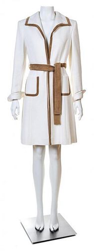 A Valentino Roma White Cotton Coat, Size 8.