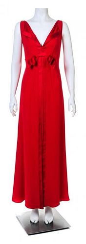 A Valentino Red Sleeveless Gown, No size.