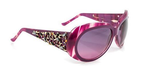 A Pair of Judith Leiber Purple Frame Sunglasses,