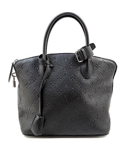 A Louis Vuitton Black Empreinte Montaigne Handbag, 11" x 10.5" x 6"; Handle drop: 4.5".