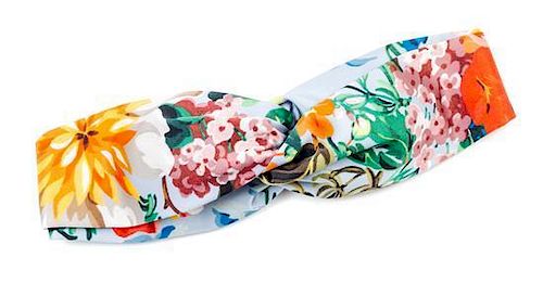 A Gucci Silk Floral Print Headband, Circumference: 21.5"